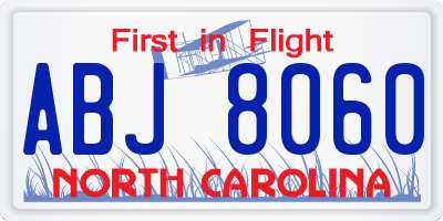 NC license plate ABJ8060
