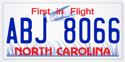 NC license plate ABJ8066