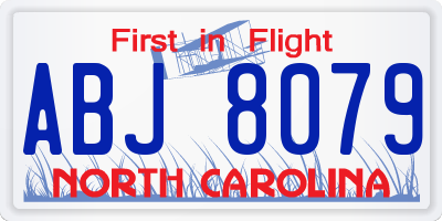 NC license plate ABJ8079