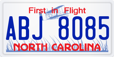 NC license plate ABJ8085