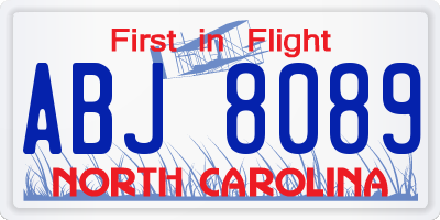 NC license plate ABJ8089