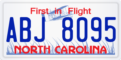 NC license plate ABJ8095