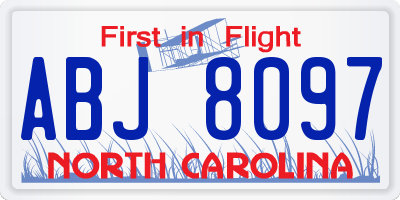 NC license plate ABJ8097