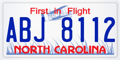 NC license plate ABJ8112