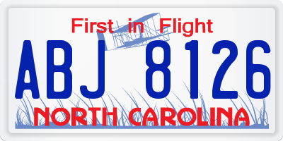 NC license plate ABJ8126