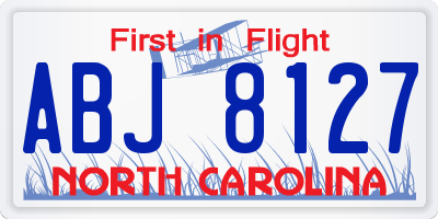 NC license plate ABJ8127