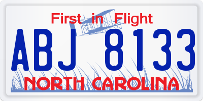 NC license plate ABJ8133