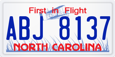 NC license plate ABJ8137