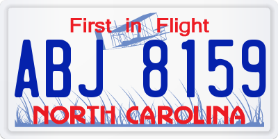NC license plate ABJ8159