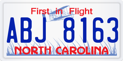 NC license plate ABJ8163