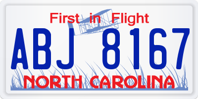 NC license plate ABJ8167