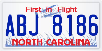 NC license plate ABJ8186