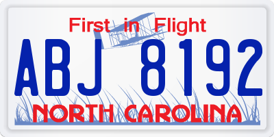 NC license plate ABJ8192