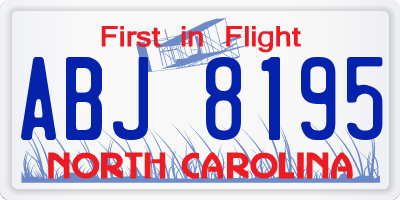 NC license plate ABJ8195
