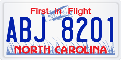 NC license plate ABJ8201