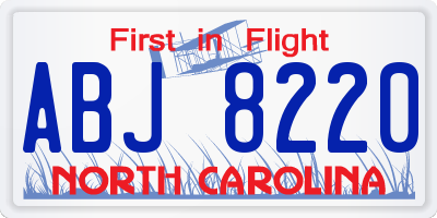 NC license plate ABJ8220