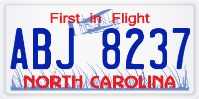 NC license plate ABJ8237