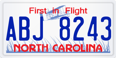 NC license plate ABJ8243