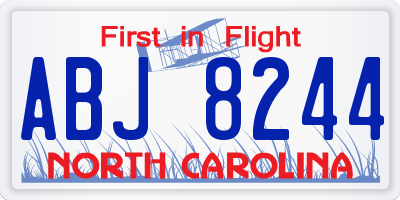 NC license plate ABJ8244