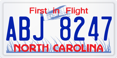 NC license plate ABJ8247