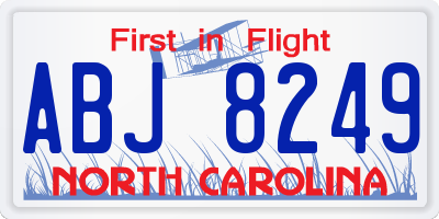 NC license plate ABJ8249