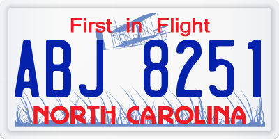NC license plate ABJ8251