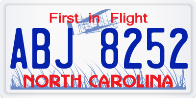 NC license plate ABJ8252