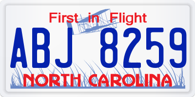 NC license plate ABJ8259