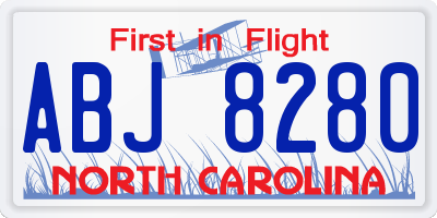 NC license plate ABJ8280