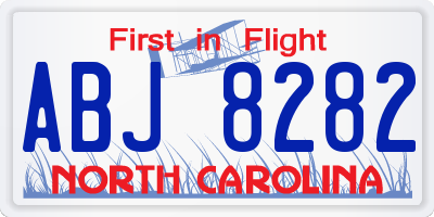 NC license plate ABJ8282