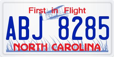 NC license plate ABJ8285