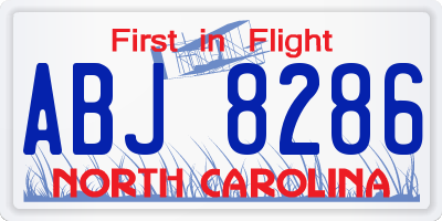 NC license plate ABJ8286