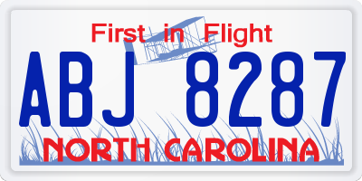 NC license plate ABJ8287
