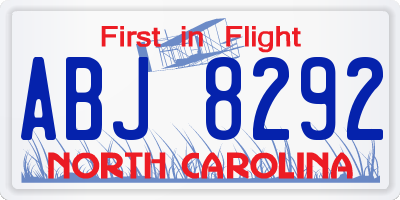 NC license plate ABJ8292