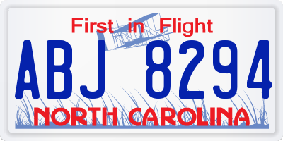 NC license plate ABJ8294