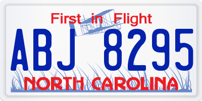 NC license plate ABJ8295