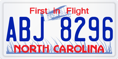 NC license plate ABJ8296