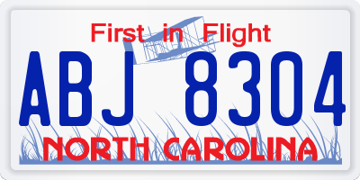 NC license plate ABJ8304