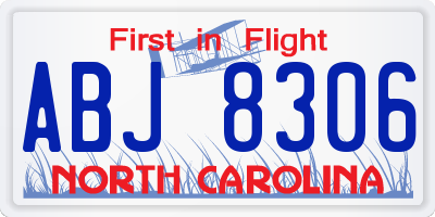 NC license plate ABJ8306