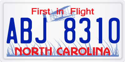 NC license plate ABJ8310