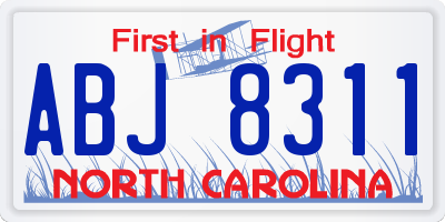 NC license plate ABJ8311