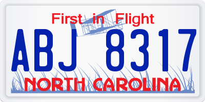 NC license plate ABJ8317