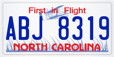 NC license plate ABJ8319