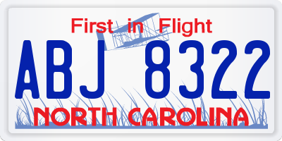 NC license plate ABJ8322