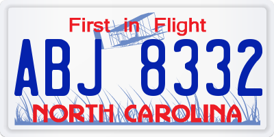 NC license plate ABJ8332