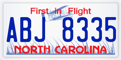NC license plate ABJ8335