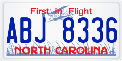 NC license plate ABJ8336