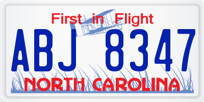 NC license plate ABJ8347