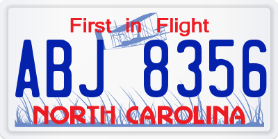 NC license plate ABJ8356