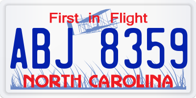 NC license plate ABJ8359